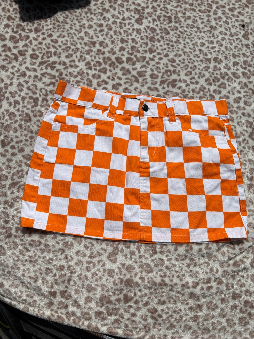 Game Bibs Orange and White Checker Mini Skirt Size 4 100% Cotton